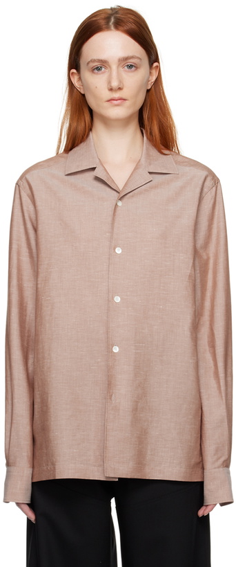 Photo: ZEGNA Beige Crossover Shirt