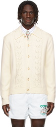 Casablanca Wool Pearl Leaf Cardigan