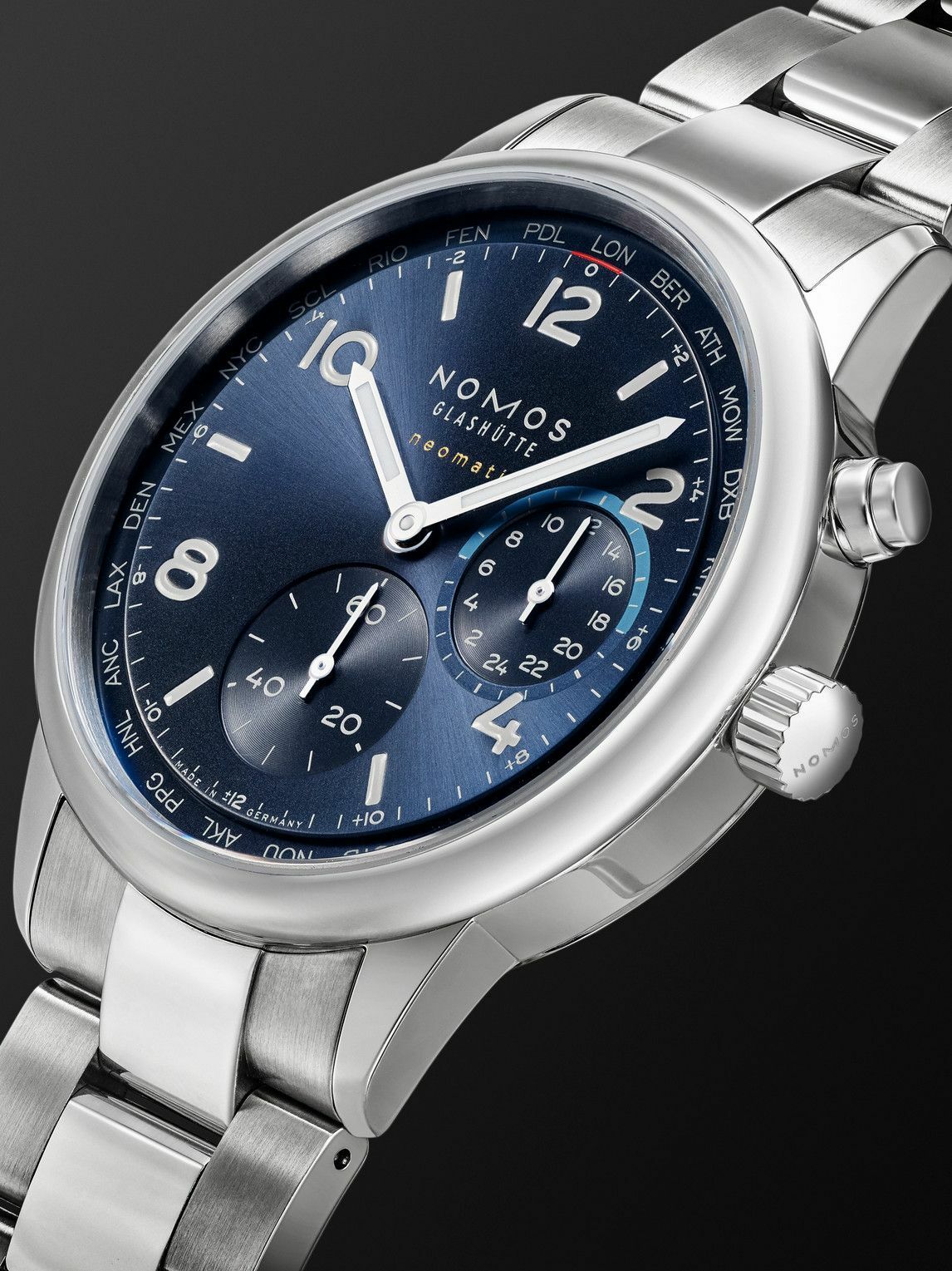 NOMOS Glashütte - Club Sport Neomatik Worldtimer Blue Automatic 40mm Stainless Steel Watch, Ref. No. 790