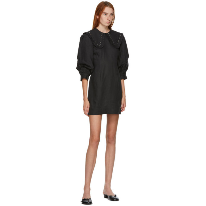 GANNI Grey Linen Oversized Collar Dress GANNI GANNI Grey Linen Oversized Collar Dress GANNI