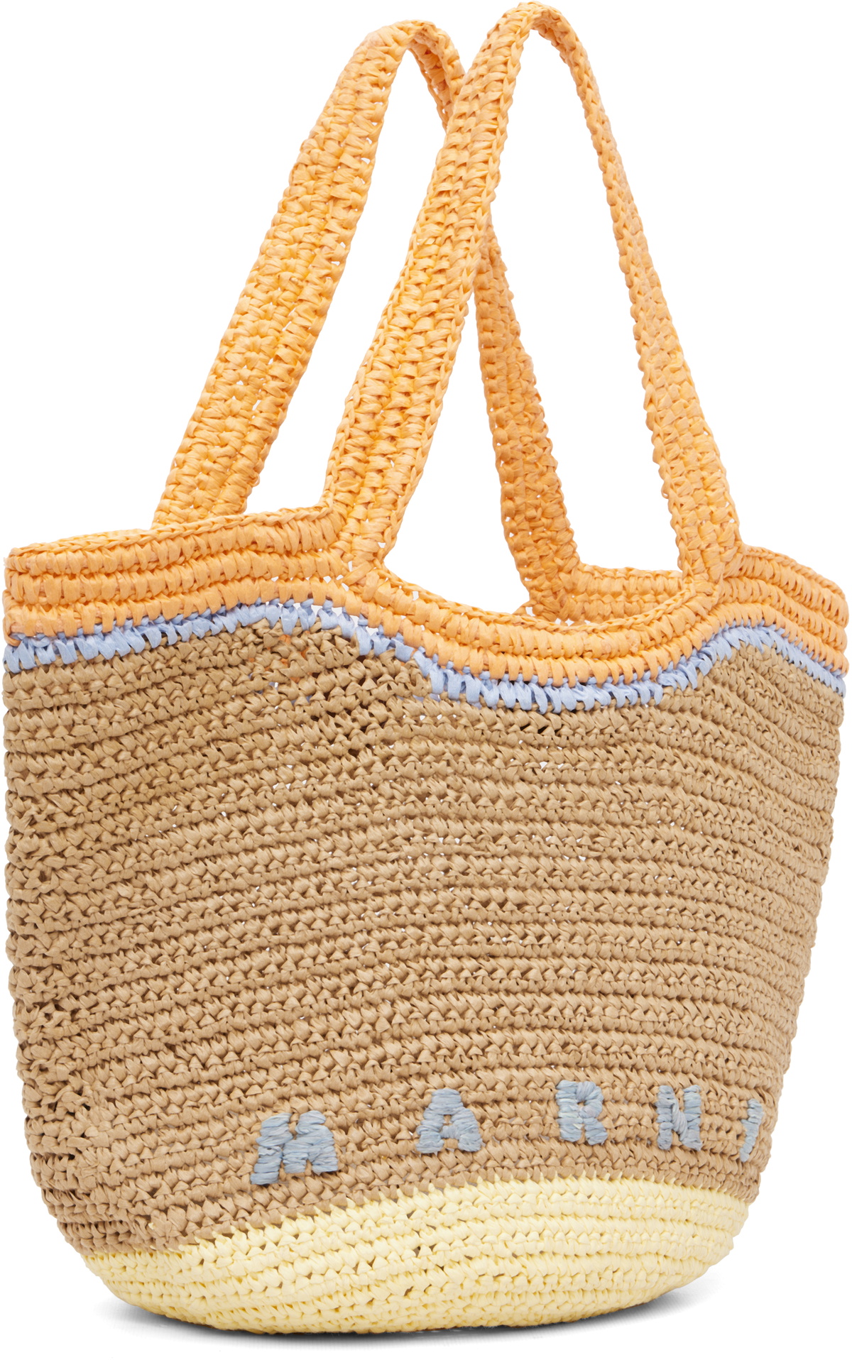 Marni Beige & Orange Paper Raffia Seaside Tote