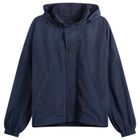 Balenciaga Men's Techno Cotton Hooded Rain Jacket in Marine Blue