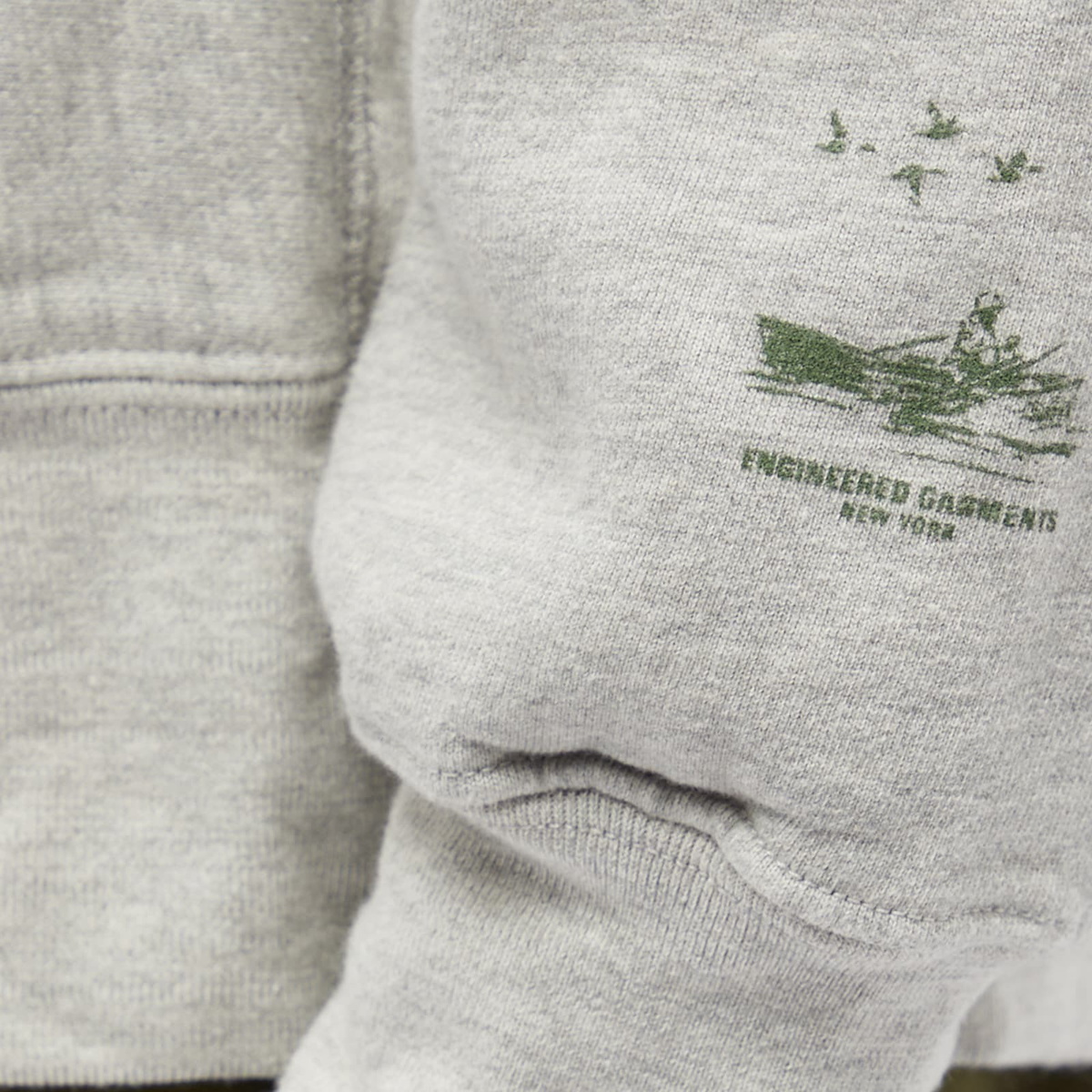 Engineered Garments Men's Raglan Fish Hoodie in Heather Grey