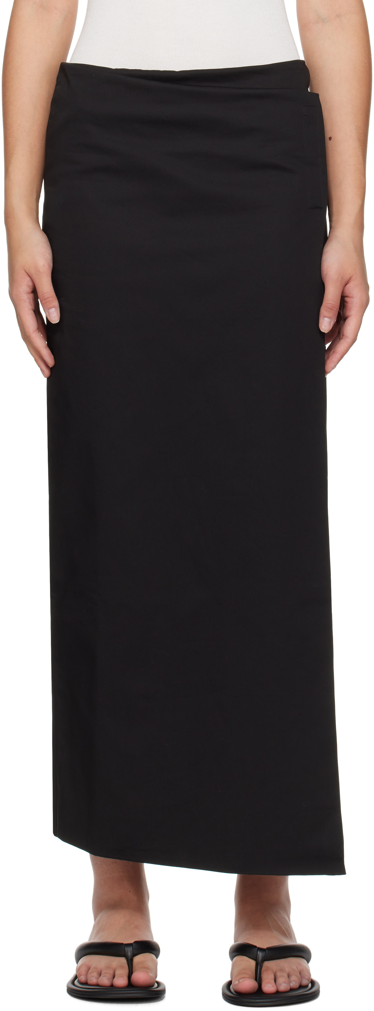 St. Agni Black Column Wrap Midi Skirt