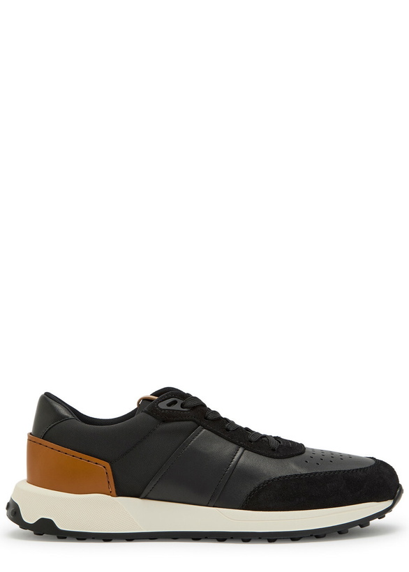Photo: Tods All Pelle Running Panelled Leather Sneakers Black