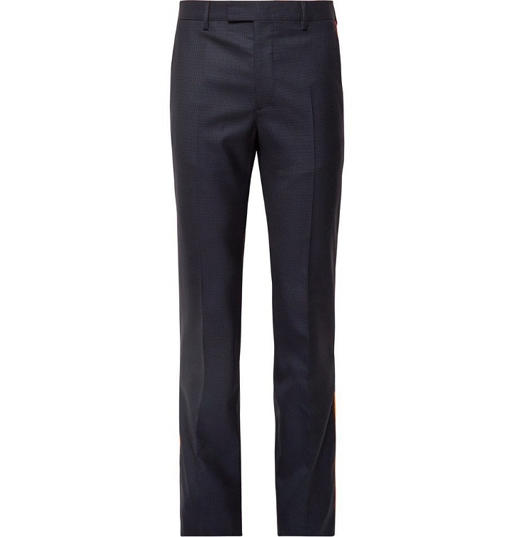 Photo: CALVIN KLEIN 205W39NYC - Navy Slim-Fit Striped Puppytooth Wool Suit Trousers - Men - Navy