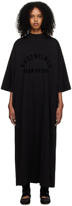 Photo: Essentials Black 3/4 Sleeve Midi Dress