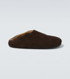 The Row Hudson shearling-lined suede mules