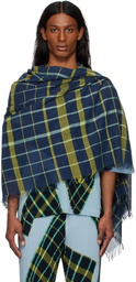 HOMME PLISSÉ ISSEY MIYAKE Navy & Green Plaid Stole Scarf