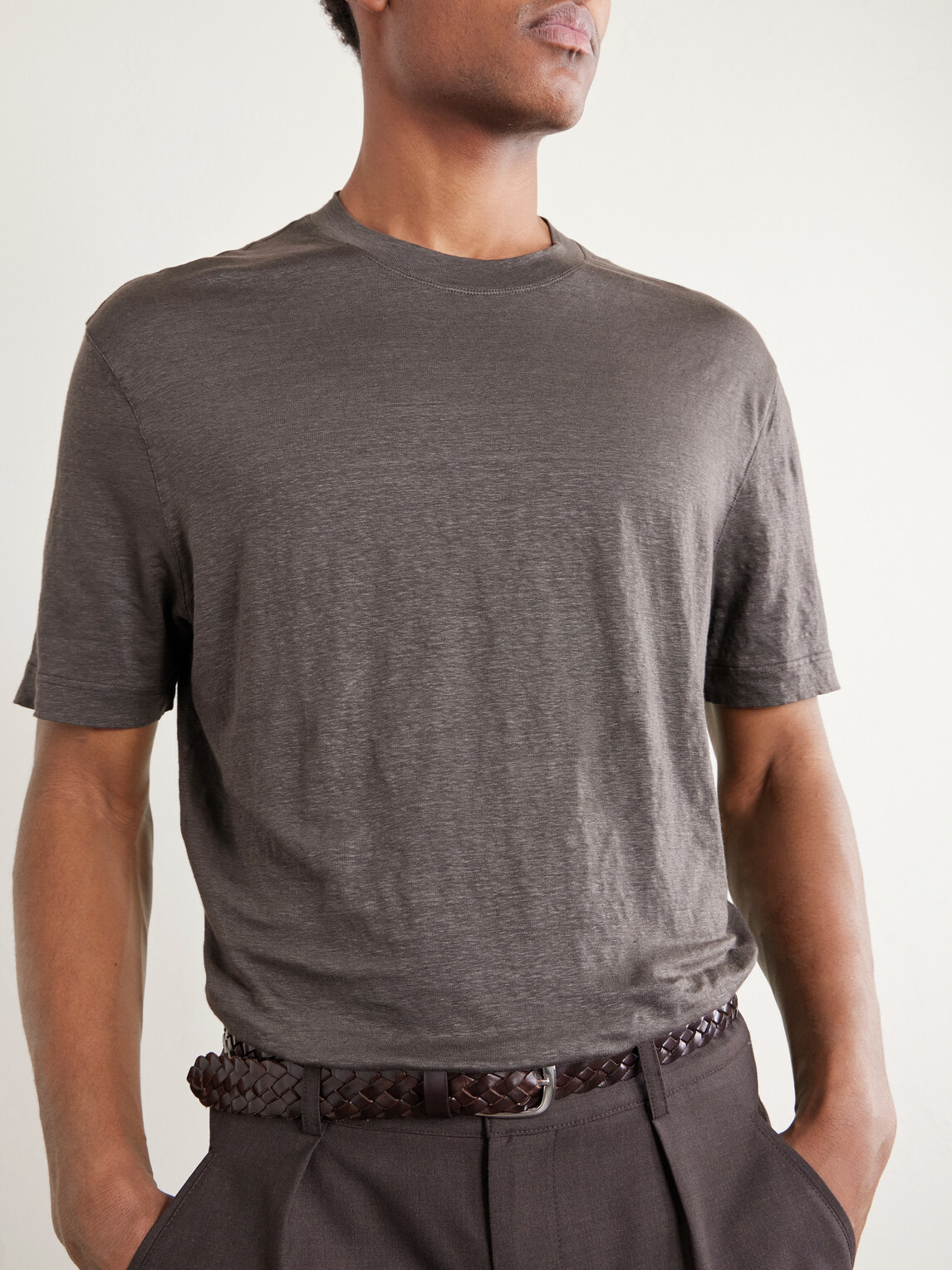 Thom Sweeney - Linen-Blend T-Shirt - Brown