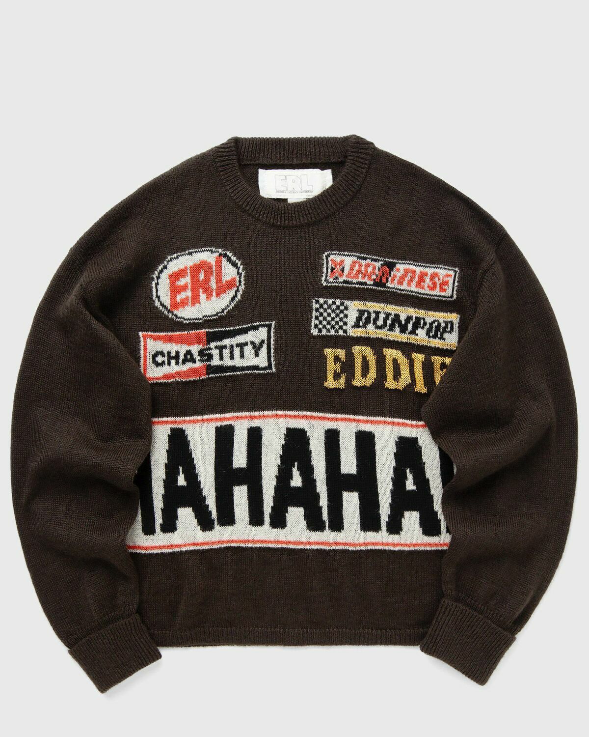Erl Hahahah Wool Mohair Sweater Knit Brown Pullovers ERL Erl Hahahah Wool Mohair Sweater Knit Brown Pullovers ERL