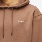 Jacquemus Men's Embroidered Logo Hoody in Brown