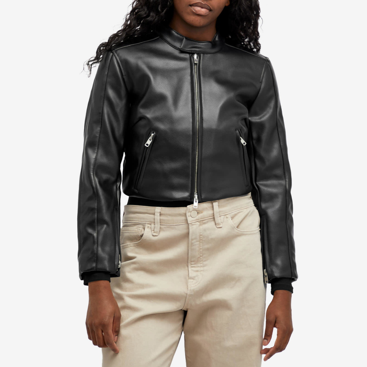 Good American Women's Fitted Moto Jacket in Black