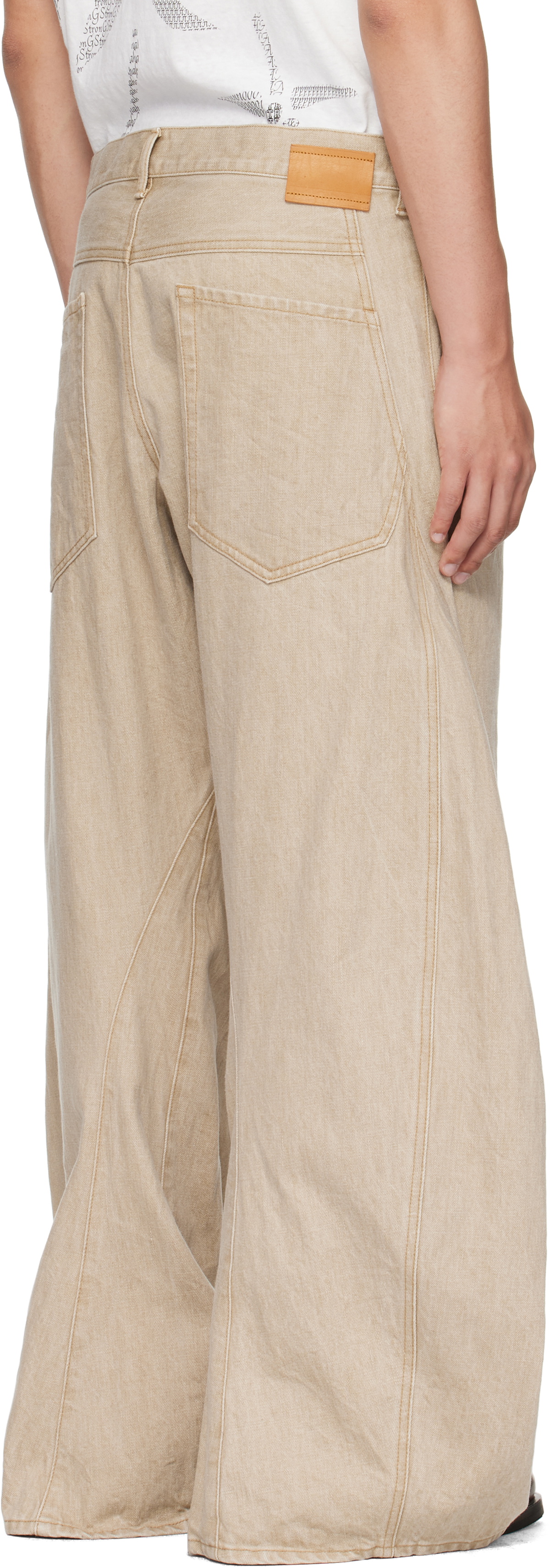 Khoki Beige 3D Cuttin Denim Jeans