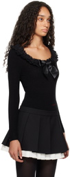 SHUSHU/TONG Black Neck-Embellished Knitwear Bodysuit
