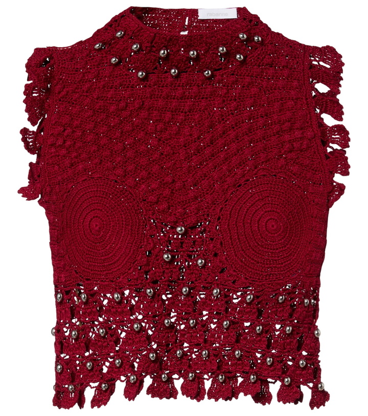 Photo: Rabanne Embellished crochet cotton top