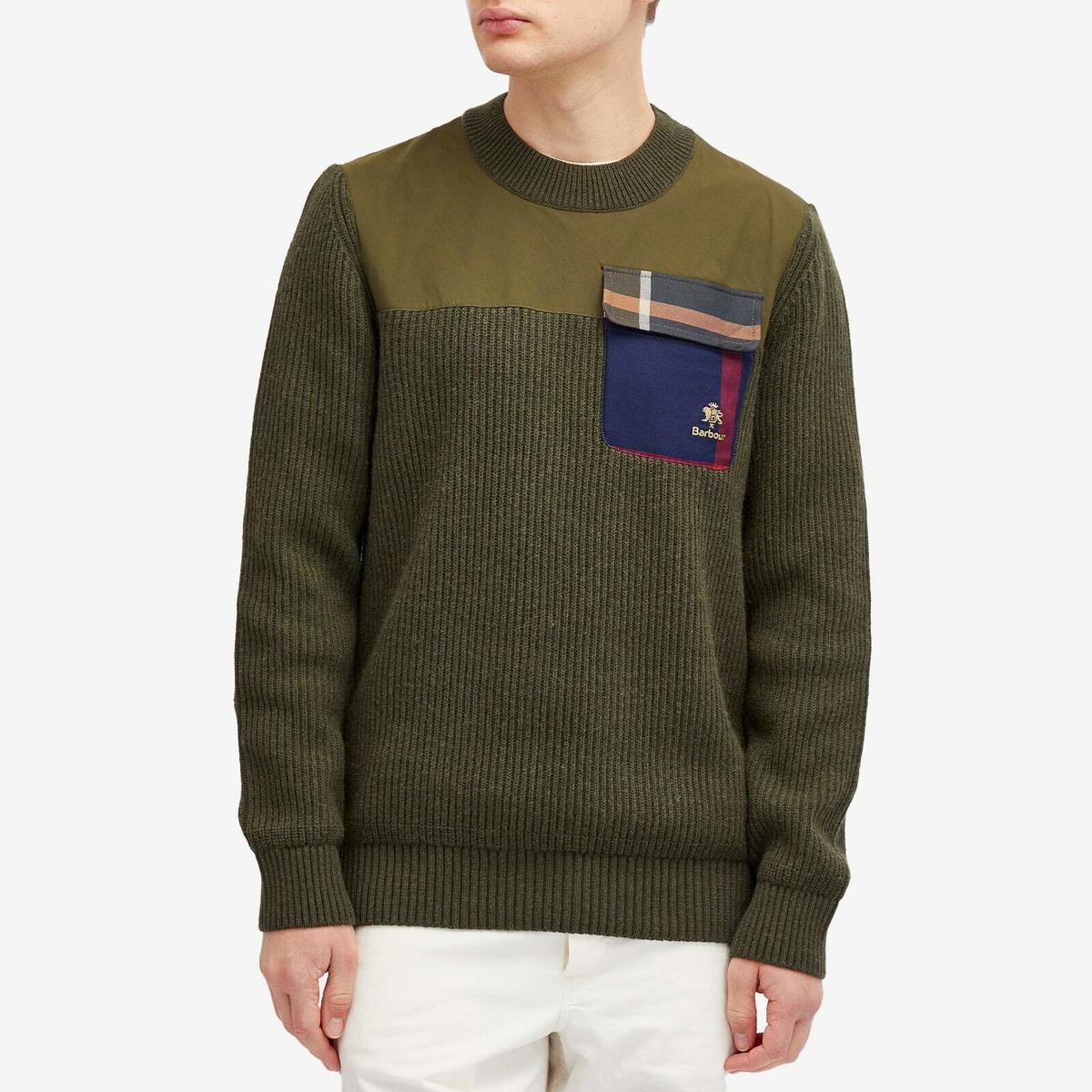 Barbour Men's x Baracuta Miller Crew Knit Jumper in Olive