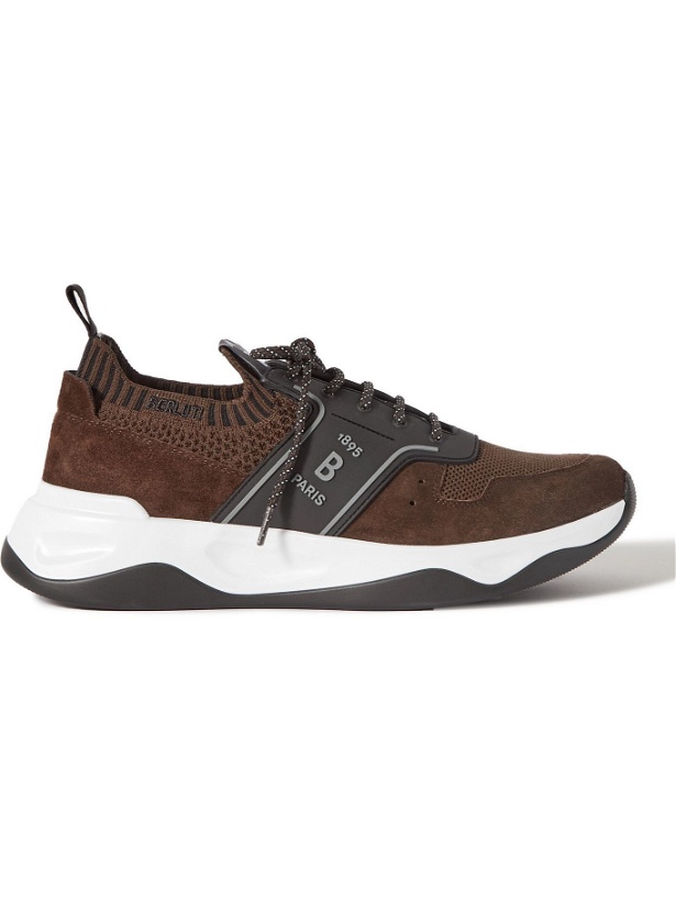 Photo: Berluti - Shadow Rubber and Suede-Trimmed Mesh Sneakers - Brown