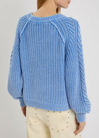 Free People Frankie Cable-knit Cotton Jumper Blue