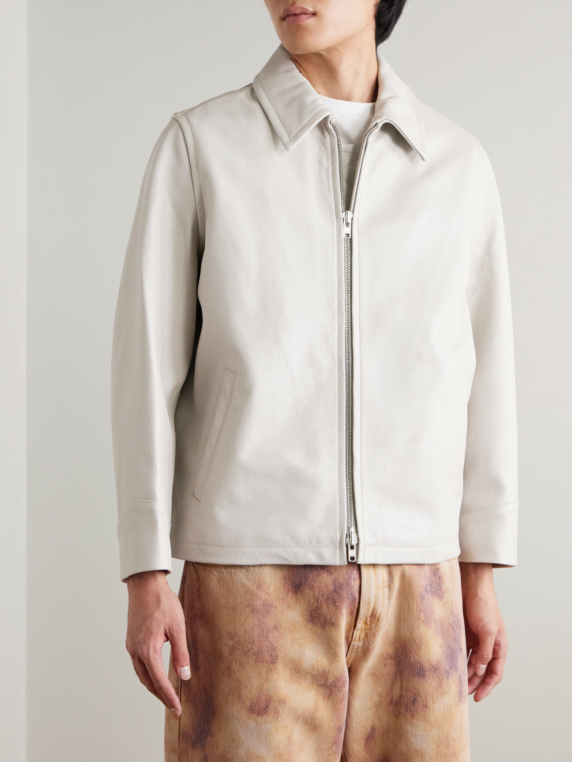 AGOLDE - Chadwick Full-Grain Leather Jacket - Neutrals