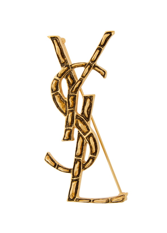 Photo: Saint Laurent Opyum Sculpted Metal Brooch - Gold - One Size