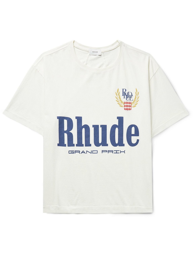 Photo: Rhude - Logo-Print Cotton-Jersey T-Shirt - White