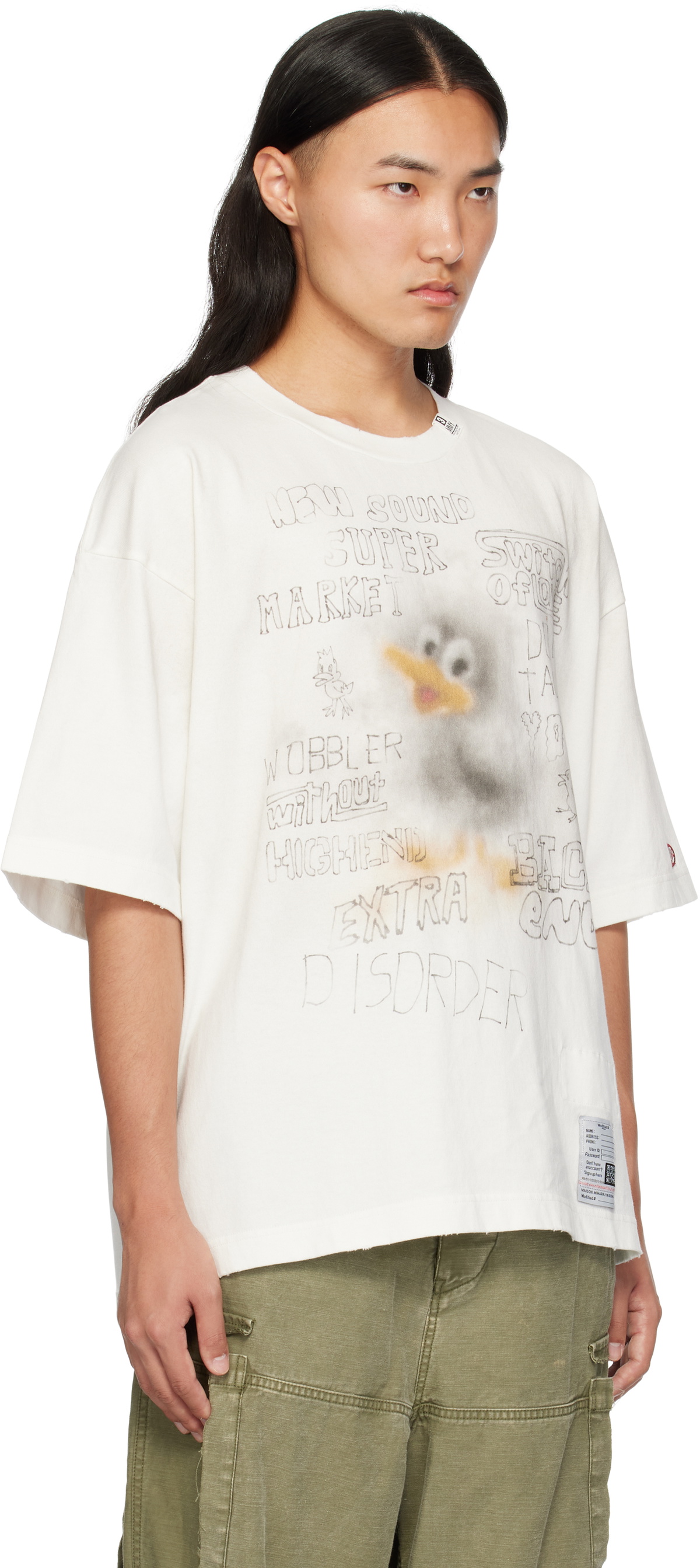 Maison MIHARA YASUHIRO White Duck Printed Distressed T-shirt