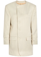Bettter Striped Wool-blend Mini Blazer Dress Off White