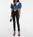 Alessandra Rich Cotton chambray cropped blouse
