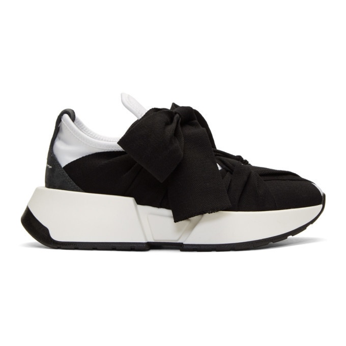 MM6 Maison Martin Margiela Black and White Bow Flare Sneakers MM6 ...