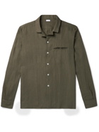 CARUSO - Camp-Collar Linen Shirt - Green - S