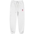 AMI Men's Heavy Fleece Small A Heart Sweat Pant in White/Red