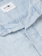 NN07 - Brad Distressed Garment-Dyed Linen Polo Shirt - Blue