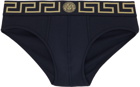 Versace Underwear Navy Greca Border Briefs