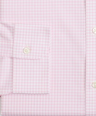 Brooks Brothers Men's Stretch Milano Slim-Fit Dress Shirt, Non-Iron Poplin English Collar Gingham | Pink