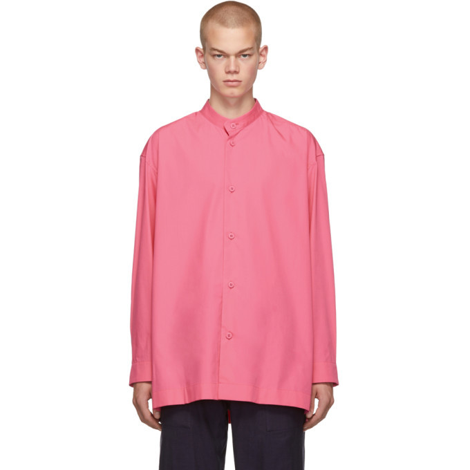 Issey Miyake Men Pink TC Stand Collar Shirt Issey Miyake Men