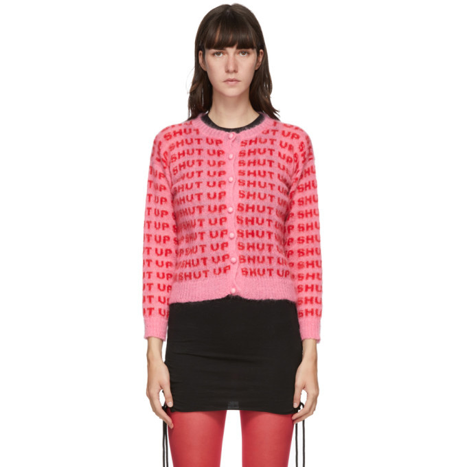 Ashley Williams Pink and Red Mohair Shut Up Cardigan Ashley Williams