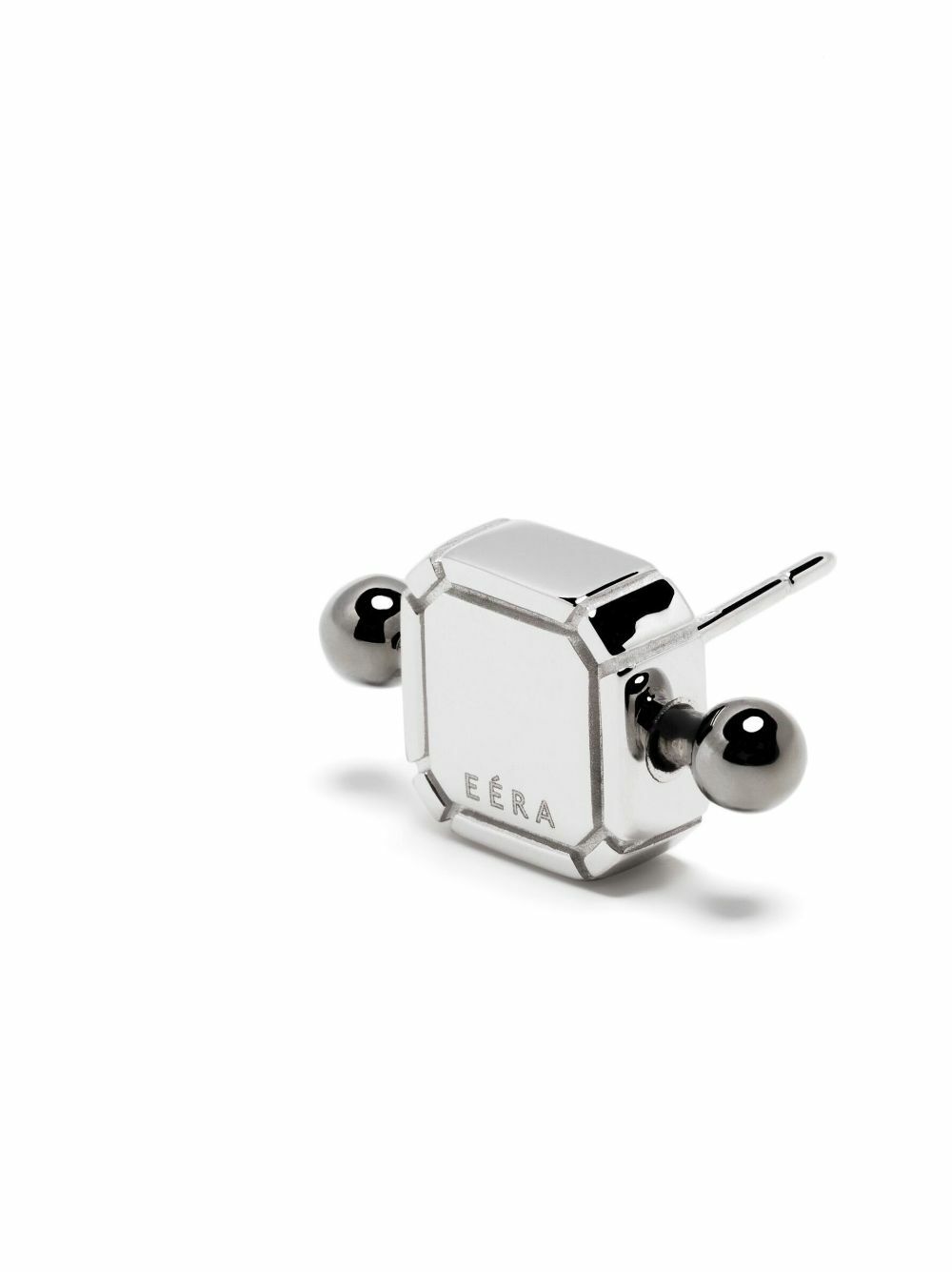 EÉRA 18K White Gold Black Bar Square Post Earring