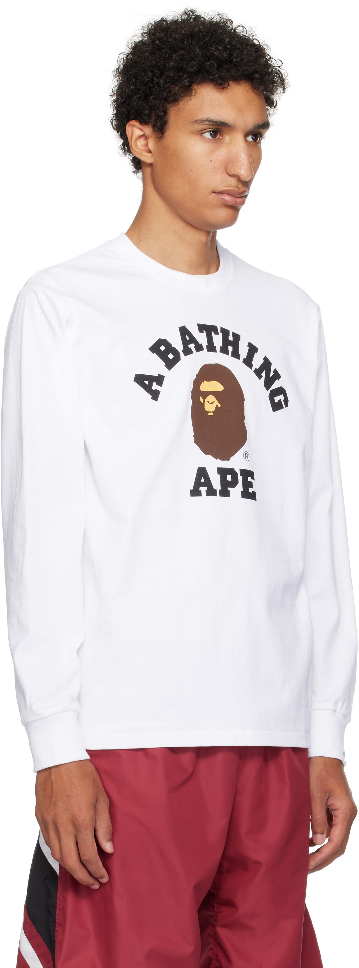 BAPE White College LS T-shirt A Bathing Ape