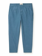 Folk - Signal Straight-Leg Pleated Cotton-Corduroy Trousers - Blue