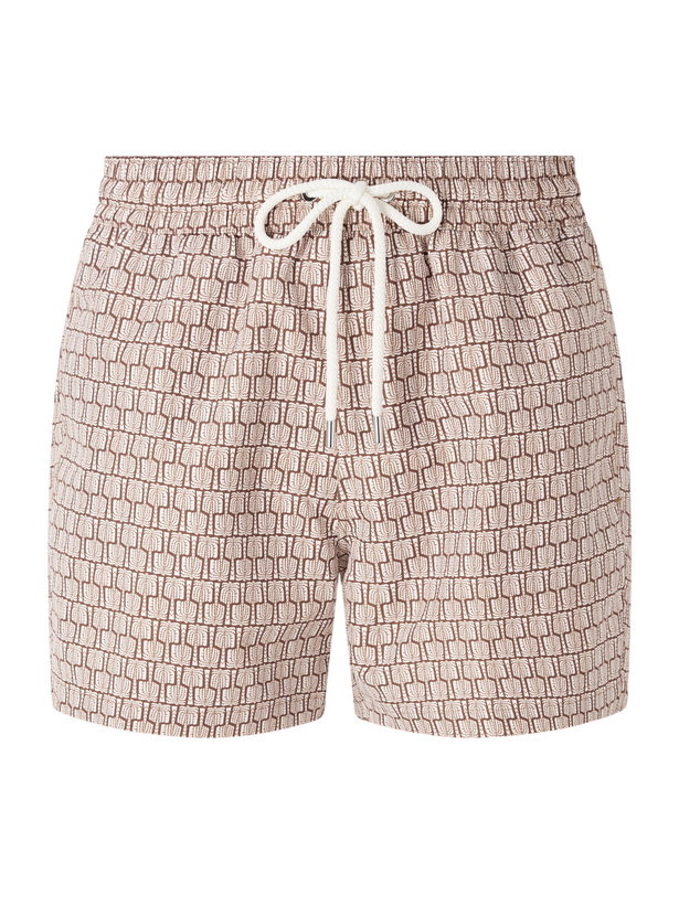 Photo: Frescobol Carioca - Straight-Leg Mid-Length Printed Recycled Swim Shorts - Brown