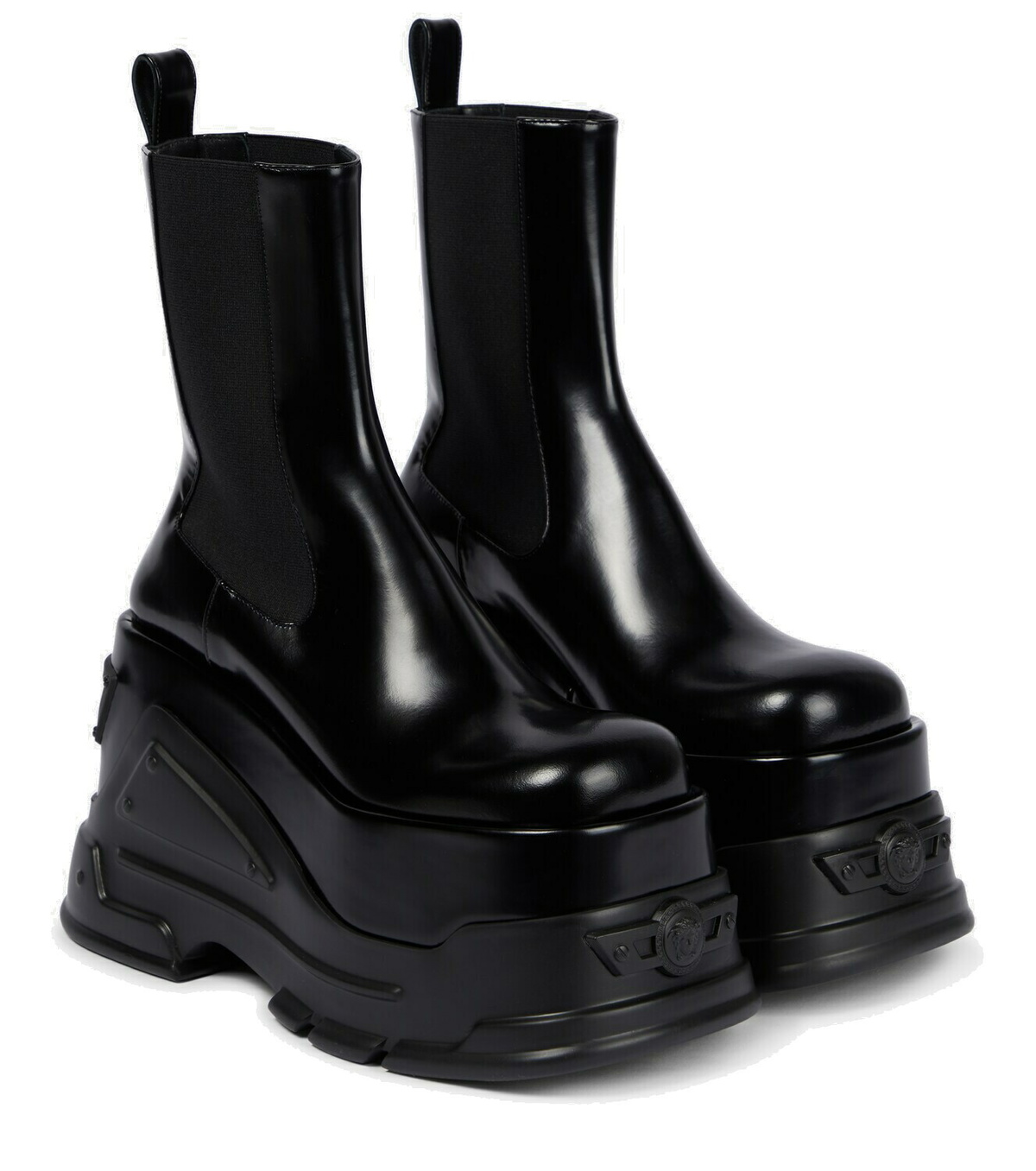 Versace Men\'s Ultra Black Leather Medusa Ankle Boots Shoes Versace Men main image 2