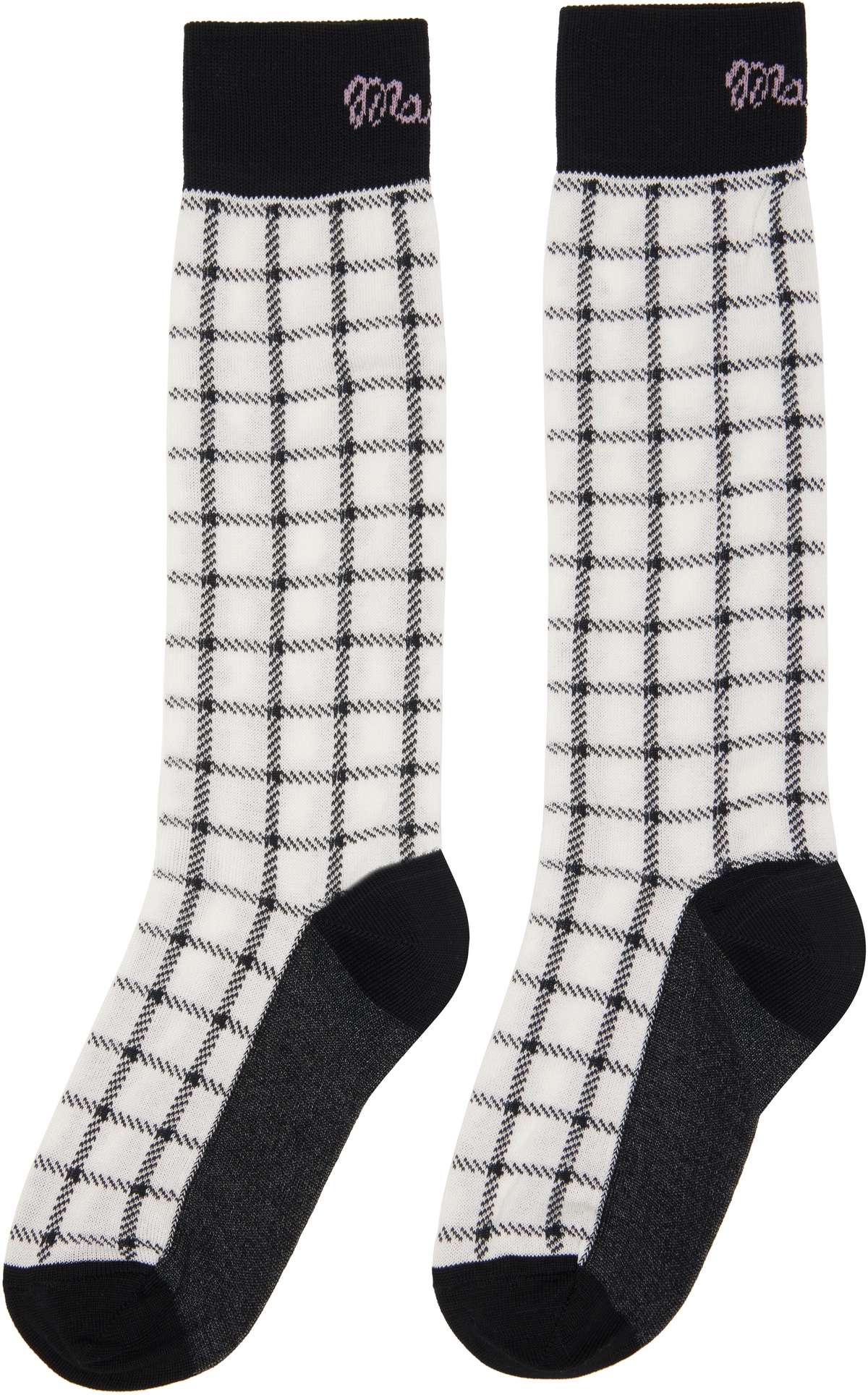 Marni Black & White Jacquard Check Socks