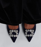 Roger Vivier Flower Strass velvet ballet flats