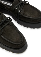Alexander Wang Carson 50 Waxed Suede Boat Shoes Brown