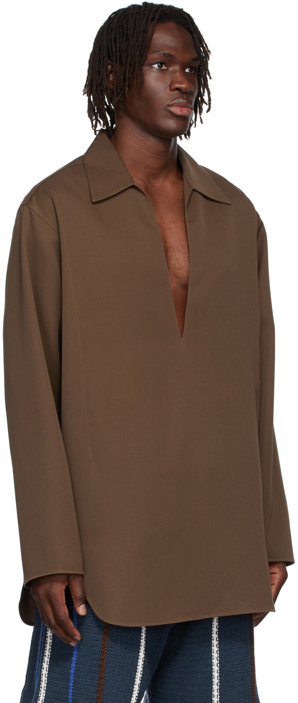 Jil Sander Brown Wool Shirt Jil Sander