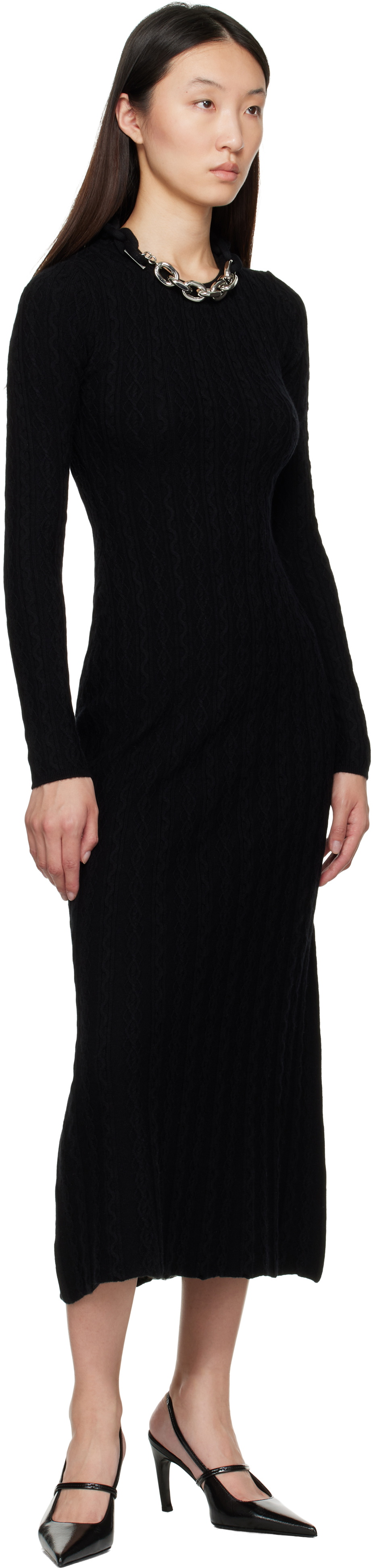 Rabanne Black Wool Maxi Dress