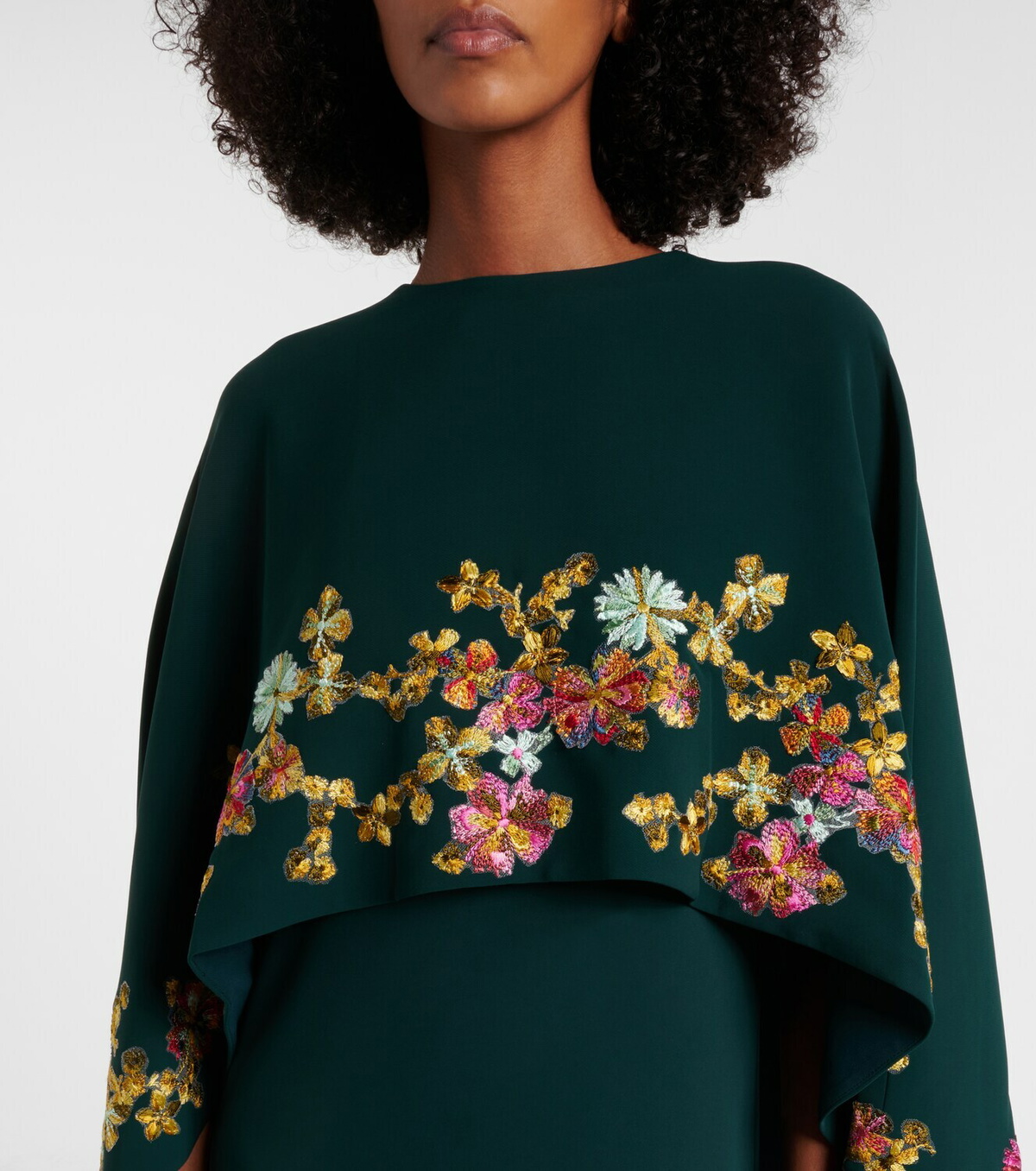 Costarellos Caped embellished crêpe gown