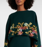 Costarellos Caped embellished crêpe gown
