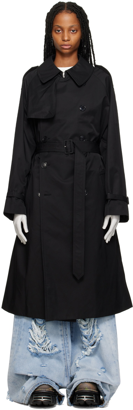 VETEMENTS Black Double-Breasted Trench Coat